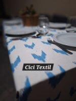 Mantel Ibiza Blanco con Celeste 1,50m x 2,50m - Imagen 5