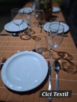 Mantel Akira Terracota con Blanco 1,50m x 3,00m