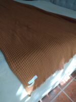 Manta de Nido de Abeja  Con Flecos Caramelo 1,40m x 2,00m - Imagen 2