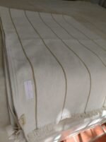 Manta de Pabilo Rayas Blanco con Beige 1,20m x 1,80m - Imagen 5