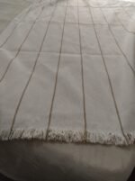Manta de Pabilo Rayas Blanco con Beige 1,20m x 1,80m - Imagen 6