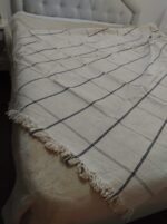 Manta de Pabilo Cuadrille Blanco con Marino 1,40m x 2,50m - Imagen 7