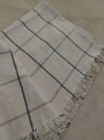 Manta de Pabilo Cuadrille Blanco con Marino 1,40m x 2,50m - Imagen 4