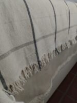 Manta de Pabilo Cuadrille Blanco con Marino 1,40m x 2,50m - Imagen 6