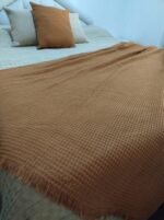 Manta de Nido de Abeja  Con Flecos Caramelo 1,40m x 2,00m