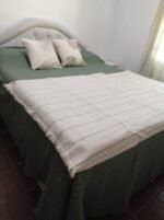 Manta de Pabilo Rayas Blanco con Beige 1,20m x 1,80m - Imagen 2