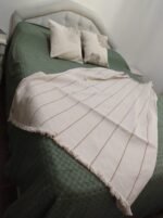 Manta de Pabilo Rayas Blanco con Beige 1,20m x 1,80m